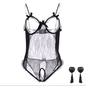 🔥Sexy Plus Black & Silver Lingerie